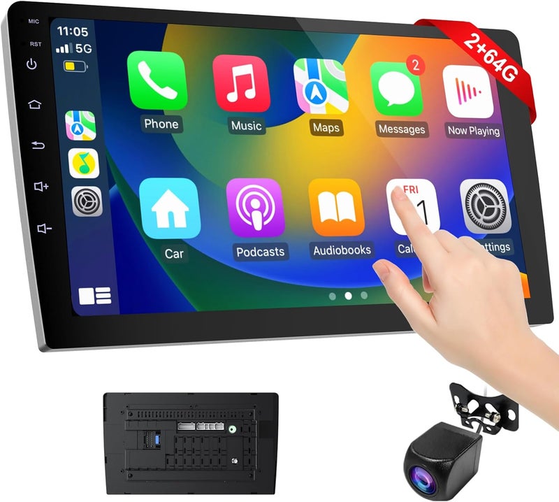Haudio Portable 9-Inch Carplay Screen with Wireless CarPlay & Android Auto, Backup Camera, Double Din Car Stereo, GPS Navigation - Image 1