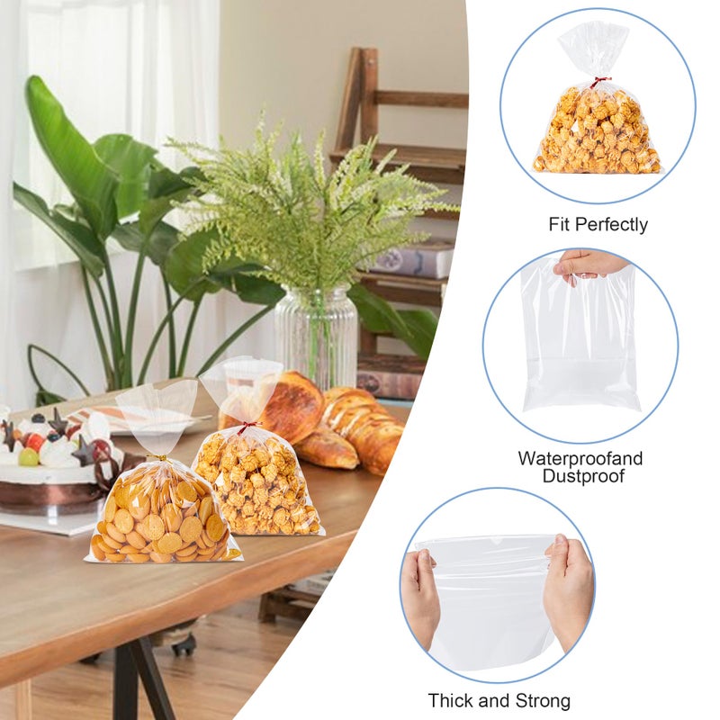 Aegero Cello Cellophane Treat Bags, 200 Pcs 5x7 Inches Clear Cellophane Bags with 200 Twist Ties for Gift Wrapping,Packaging Candies,Dessert,Bakery,Party Favors - Image 3