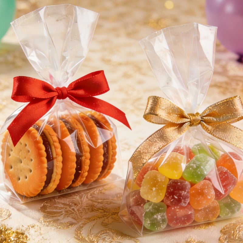 Aegero Cello Cellophane Treat Bags, 200 Pcs 5x7 Inches Clear Cellophane Bags with 200 Twist Ties for Gift Wrapping,Packaging Candies,Dessert,Bakery,Party Favors - Image 2