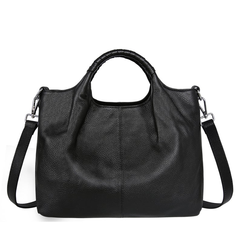 Iswee Designer Handbags for Women Soft Leather Shoulder Bag Satchel Fashion Black Hobo Cross Body Purse Tote Bags with Zipper Trendy (Black) - Image 5