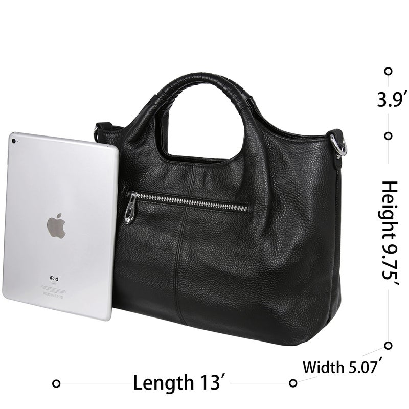 Iswee Designer Handbags for Women Soft Leather Shoulder Bag Satchel Fashion Black Hobo Cross Body Purse Tote Bags with Zipper Trendy (Black) - Image 4