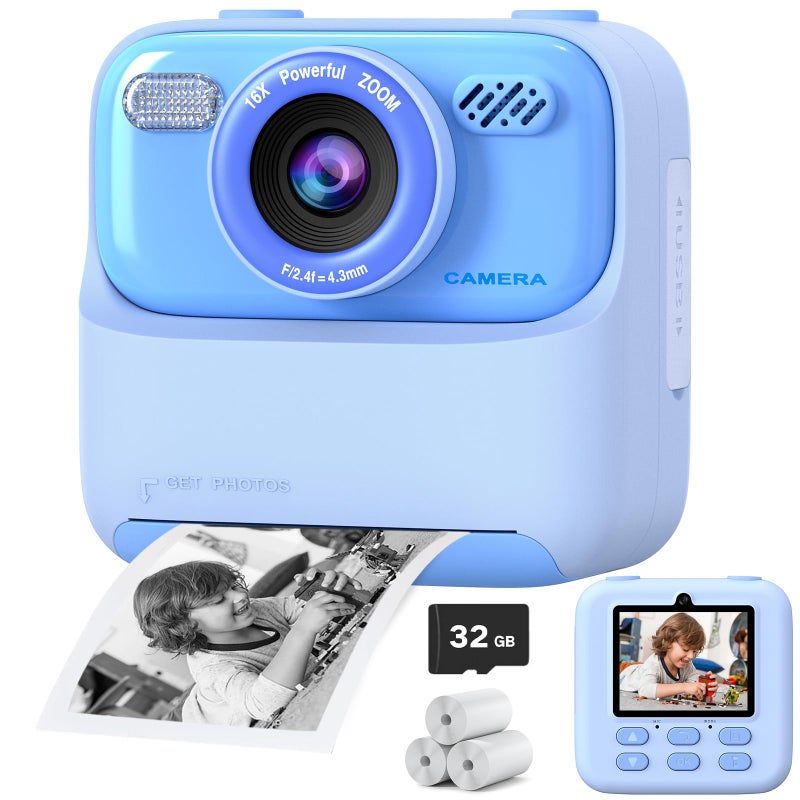 Cimizi Kids Instant Digital Cameras for Boys and Girls 1080P HD DualLens Selfie Digital Camera with Print Paper 32G Card Christmas Birthday Gifts Toys for Toddler and Teenagers Age 316 Years Old - Image 2