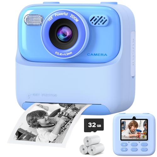 Cimizi Kids Instant Digital Cameras for Boys and Girls 1080P HD DualLens Selfie Digital Camera with Print Paper 32G Card Christmas Birthday Gifts Toys for Toddler and Teenagers Age 316 Years Old - Image 1