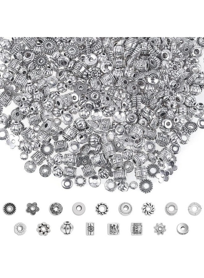 cridoz Metal Spacer Beads For Making Bracelet Necklace Jewelry Making And Findings Accessories 900Pcs Silver - Image 1