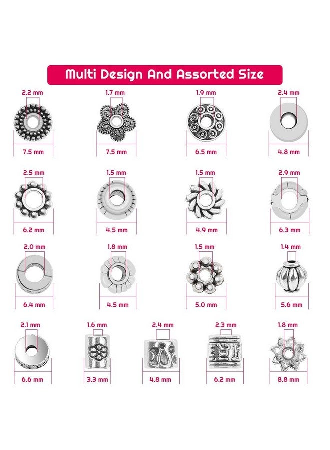 cridoz Metal Spacer Beads For Making Bracelet Necklace Jewelry Making And Findings Accessories 900Pcs Silver - Image 3