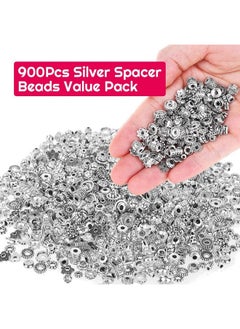 cridoz Metal Spacer Beads For Making Bracelet Necklace Jewelry Making And Findings Accessories 900Pcs Silver  - Image 2