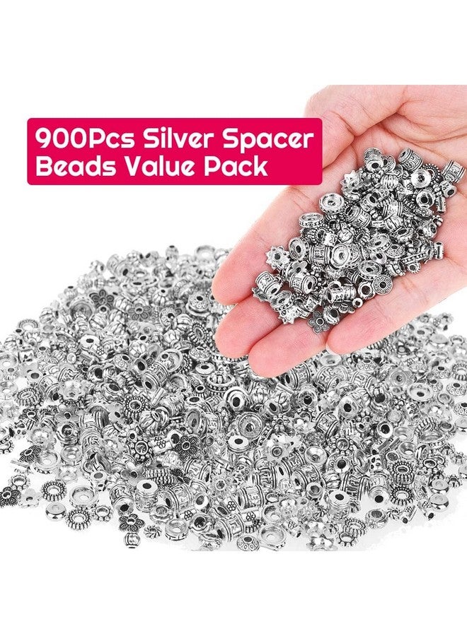 cridoz Metal Spacer Beads For Making Bracelet Necklace Jewelry Making And Findings Accessories 900Pcs Silver - Image 2
