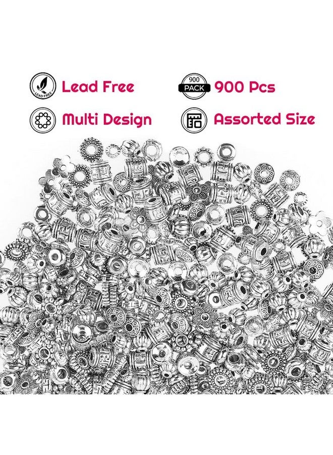 cridoz Metal Spacer Beads For Making Bracelet Necklace Jewelry Making And Findings Accessories 900Pcs Silver - Image 4