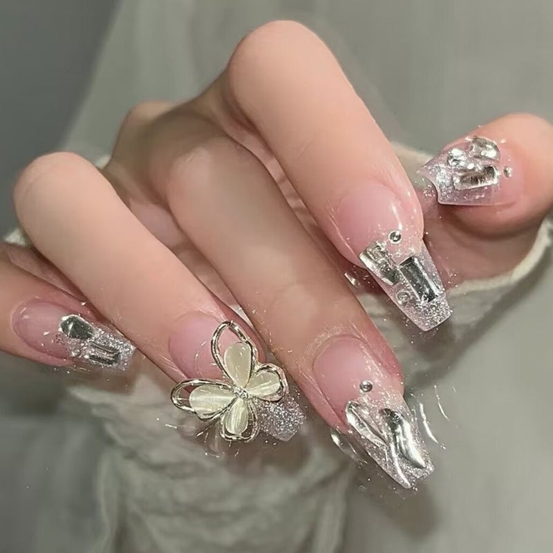 Hand-Worn Armor Butterfly Nail Pieces – Wearable Diamond Design for Ladies - Image 2