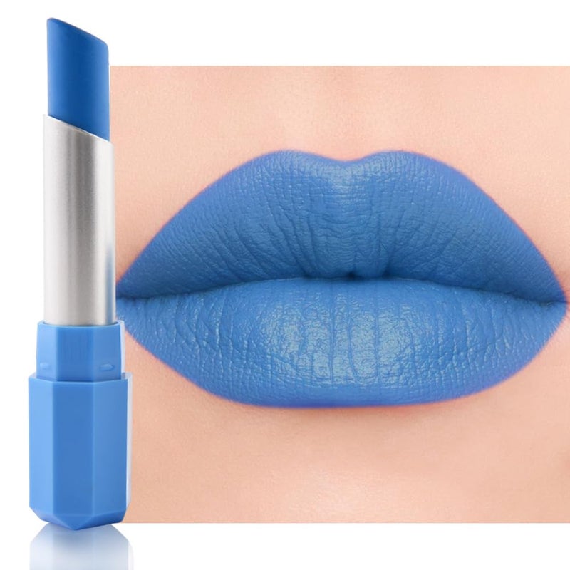 HHLTOH Sky Blue Matte Lipstick - Pigmented Lip Crayon & Face Paint Stick for Women Everyday Halloween Birthday Party Wear, Younger-Looking Lip Makeup, Labial para fiesta de disfraces 16 - Image 1