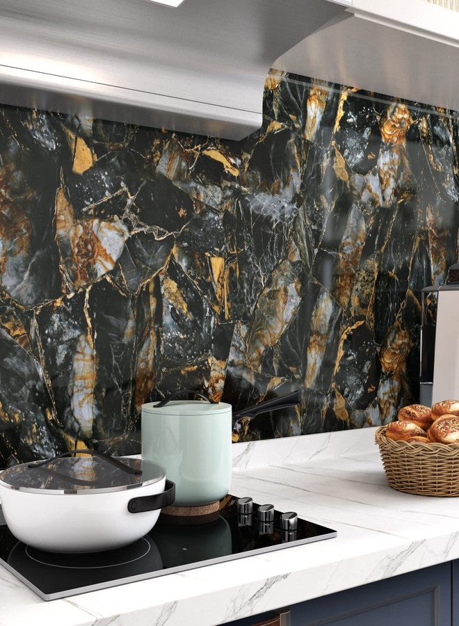 Wallercity Black Marble Contact Paper for Countertop Gold/Black Peel and Stick Countertops Marble Wallpaper for Cabients Table Vinyl Self Adhesvie Granite Wall Paper for Kitchen Bathroom 24''x118'' - Image 4