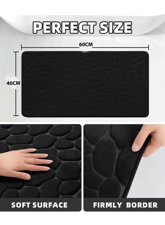 XiuWoo Bathroom Mat Rug, Memory Foam Bath Mat, Non-Slip Bathroom Floor Mats, Cobblestone Bath Mats Absorbent Bath Rugs Washable Quick Dry 40*60CM - Image 2