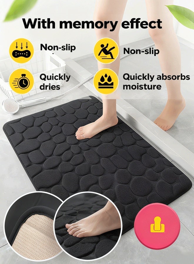XiuWoo Bathroom Mat Rug, Memory Foam Bath Mat, Non-Slip Bathroom Floor Mats, Cobblestone Bath Mats Absorbent Bath Rugs Washable Quick Dry 40*60CM - Image 1