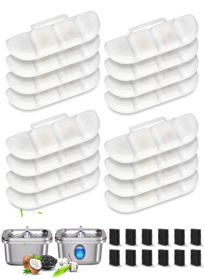 KTNAid 12 Pack Replacement Filters Compatible with Pawtners WF008A Pet Cat Dog Water Fountain (4L/135oz), Refill Filters with 12 Sponges - Image 1