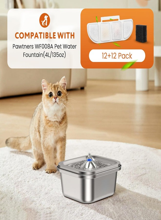 KTNAid 12 Pack Replacement Filters Compatible with Pawtners WF008A Pet Cat Dog Water Fountain (4L/135oz), Refill Filters with 12 Sponges - Image 2