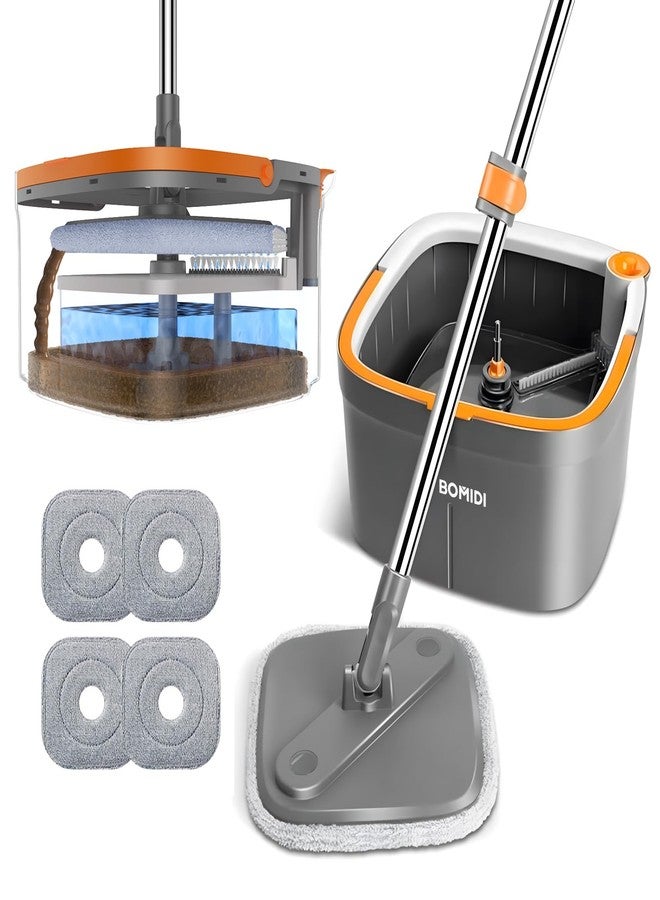 BOMIDI Mop and Bucket Set, Spin Mop with Separate Dirty Water System, Deep-Cleaning Mops for Floors, Versatile Mops for Walls - Image 1