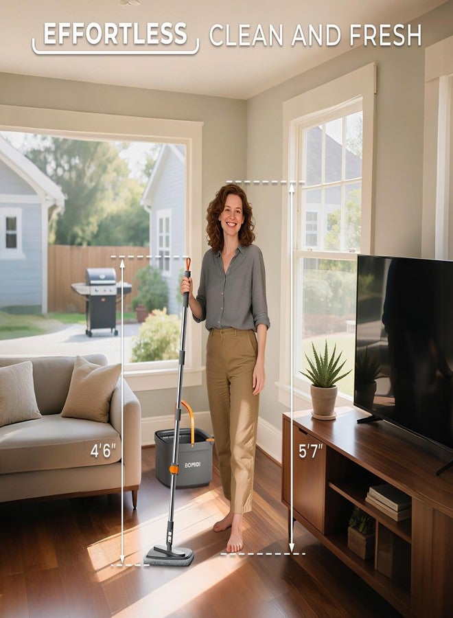 BOMIDI Mop and Bucket Set, Spin Mop with Separate Dirty Water System, Deep-Cleaning Mops for Floors, Versatile Mops for Walls - Image 5