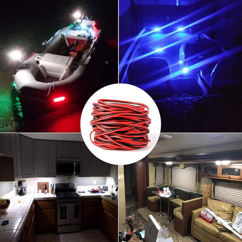 Shangyuan Boat Light Extension Cable Wire Cord for 3528 5050 5630 Led Strip Light Single Color, 66ft 22awg 2pin Wires for Pontoon Boat Kayak Stern Anchor Mast Courtesy Navigation Bow Marine Lights - Image 5