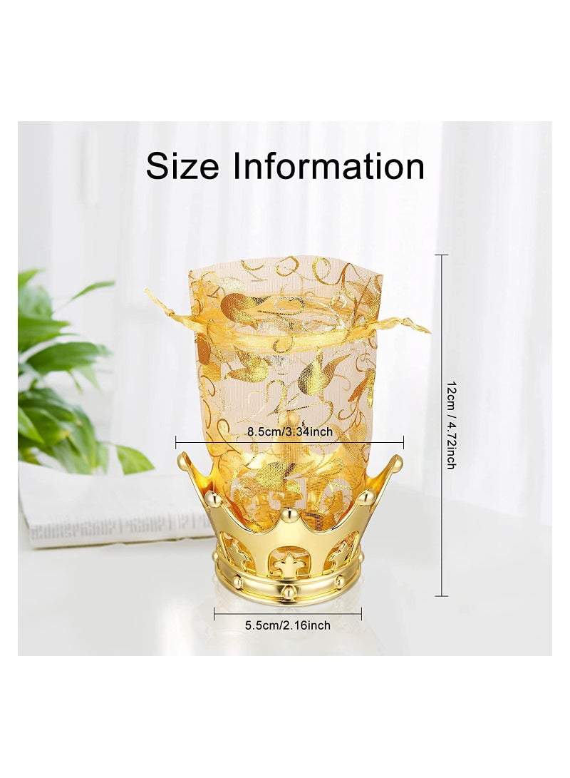 Excefore Crown Candy Boxes 12Pcs Gold Fillable Crown Goblet with Pouch for Candy Chocolate Cake Dessert Storage Decoration for Prince Princess Baby Shower Birthday Party Bridal Wedding Royal Themed - Image 4