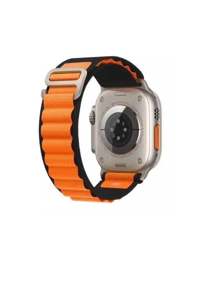 Generic - Alpine Loop strap For Apple Watch Band Ultra 49mm 44mm 45mm Nylon Bracelet Sport Strap With Metal Steel G‑Hook For IWatch Series 7 6 5 4 8 Se - Black * Orange - Image 1