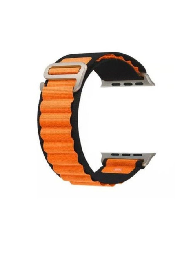 Generic - Alpine Loop strap For Apple Watch Band Ultra 49mm 44mm 45mm Nylon Bracelet Sport Strap With Metal Steel G‑Hook For IWatch Series 7 6 5 4 8 Se - Black * Orange - Image 1