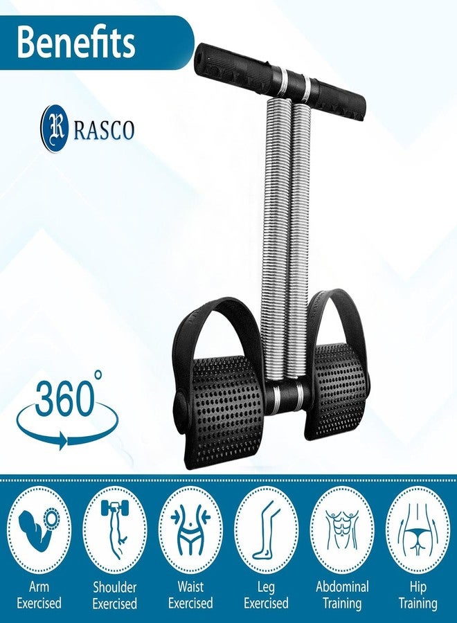 RASCO Gym KIT of Double Spring Tummy TRIMEMR with Jumping Rope for Men and Women Fitness Accessory Kit Kit Black - Image 5
