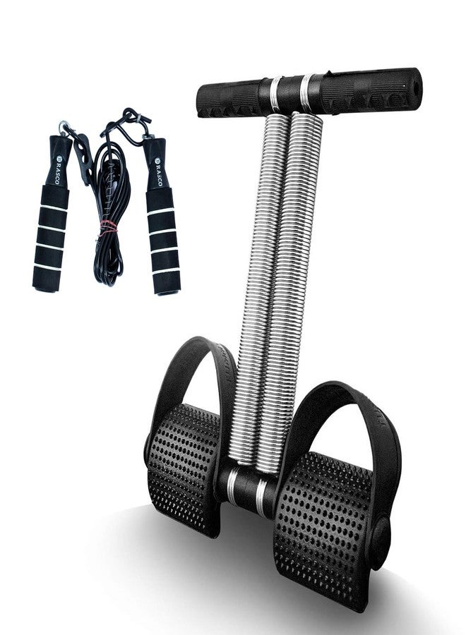 RASCO Gym KIT of Double Spring Tummy TRIMEMR with Jumping Rope for Men and Women Fitness Accessory Kit Kit Black - Image 1