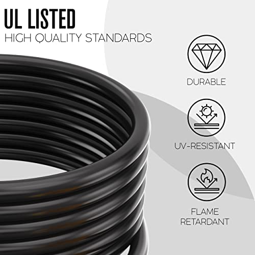 Houseables 50 Amp RV Extension Cord, Power Cords, 30 Ft Long, 1 Pack, Black, Yellow, SS2-50R Female Adaptor, 14-50P Male Plug, 50A Compatible, PVC, STW, w/Handle, for Camper, Motorhome, UL Certified - Image 3