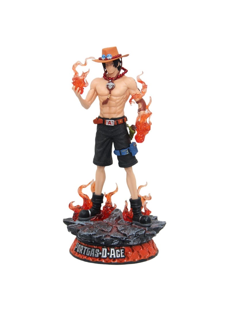 Nautical Anime Pirate GK Fantasy Ace Standing Model Fire Fist Ace Figure Model Ornament 25 Cm  - Image 1