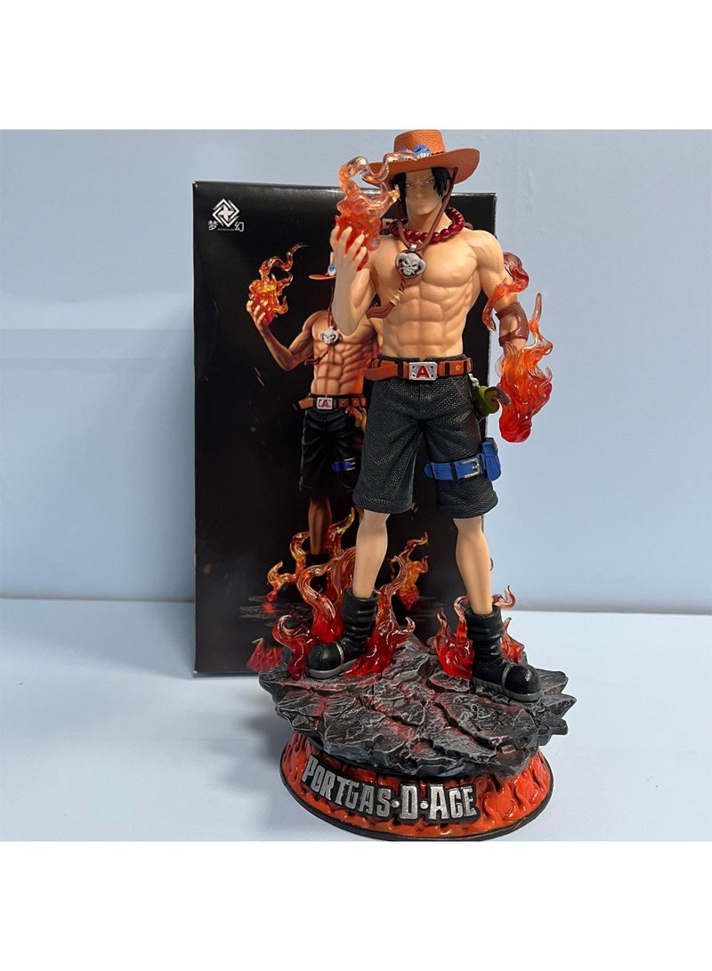 Nautical Anime Pirate GK Fantasy Ace Standing Model Fire Fist Ace Figure Model Ornament 25 Cm  - Image 2