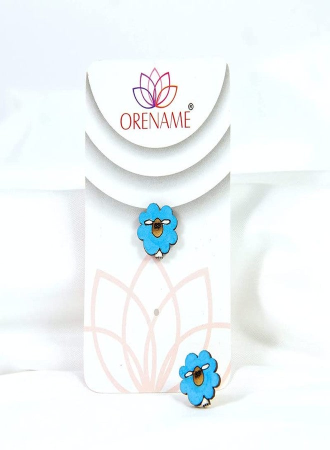 ORENAME Wooden Stud Earrings 1 Pair Set Handmade Wooden Earrings with Ear Backs for Women and Girls Different Shapes and Colors for Girls and Women(Style-2) - Image 5