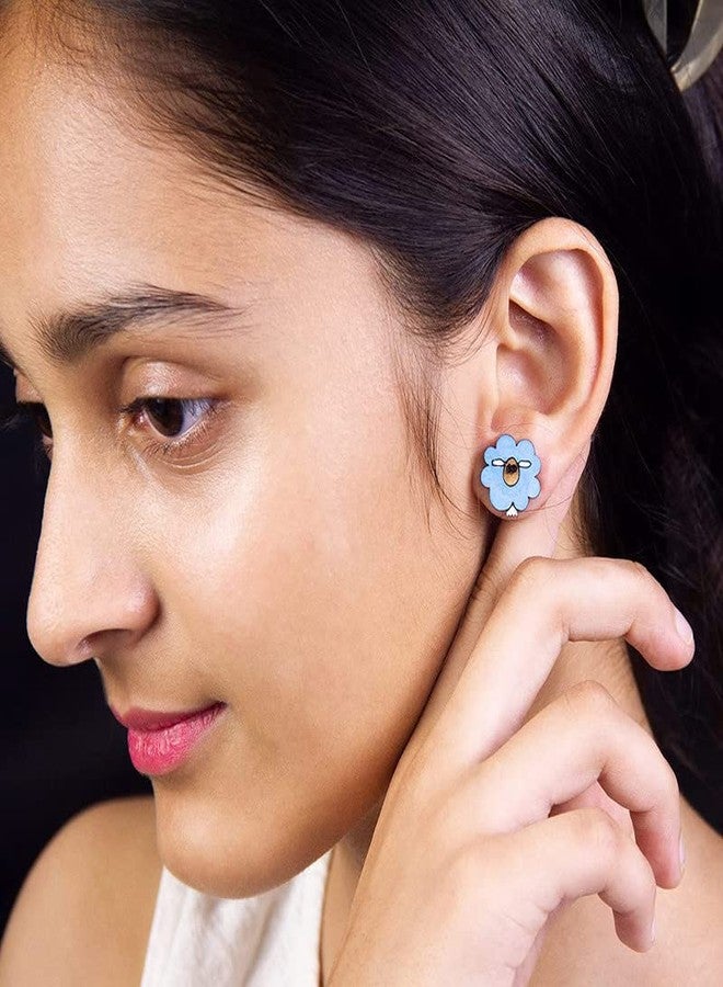 ORENAME Wooden Stud Earrings 1 Pair Set Handmade Wooden Earrings with Ear Backs for Women and Girls Different Shapes and Colors for Girls and Women(Style-2) - Image 4