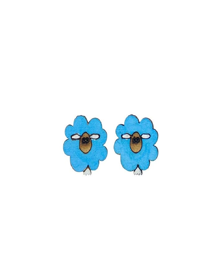 ORENAME Wooden Stud Earrings 1 Pair Set Handmade Wooden Earrings with Ear Backs for Women and Girls Different Shapes and Colors for Girls and Women(Style-2) - Image 1