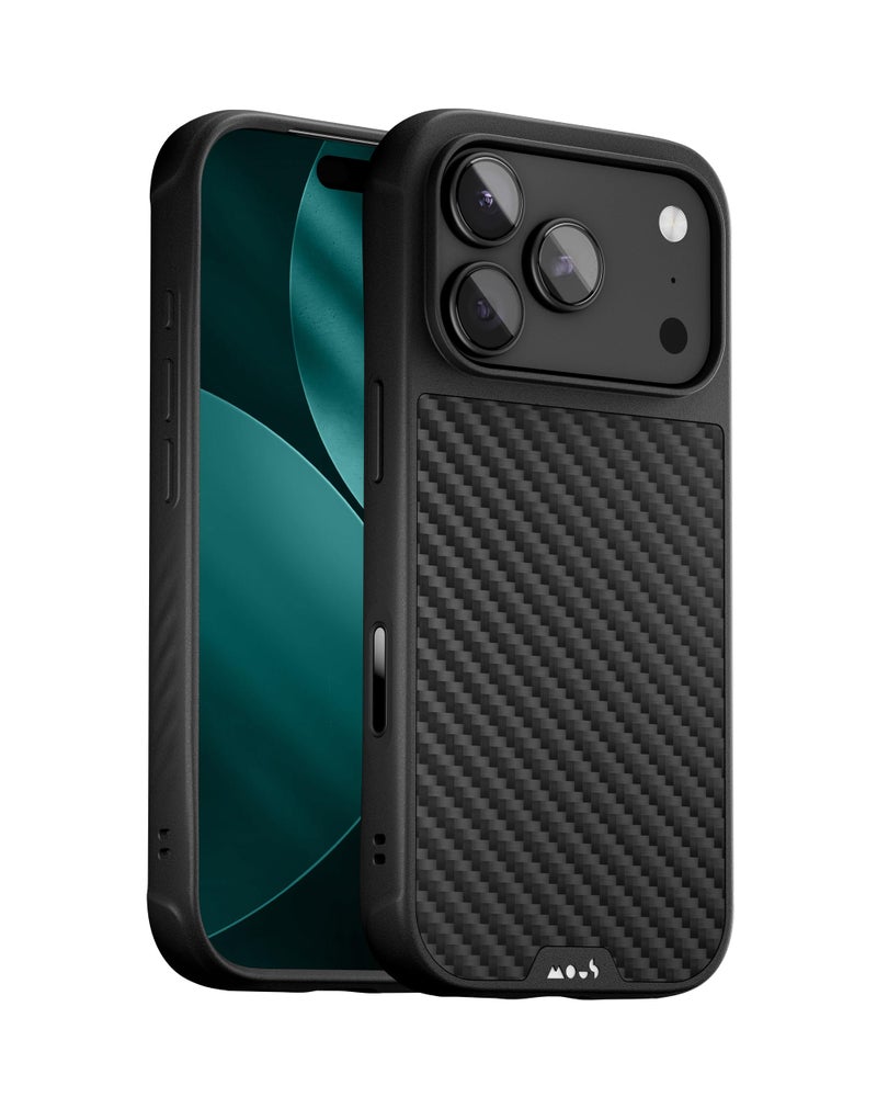 Mous for iPhone 17 Pro Max Case, Compatible with MagSafe - Limitless - Protective Carbon Fibre Cover for iPhone 17 Pro Max - Shockproof, Full Camera Protection, Anti-Scratch Back, Black - Image 1