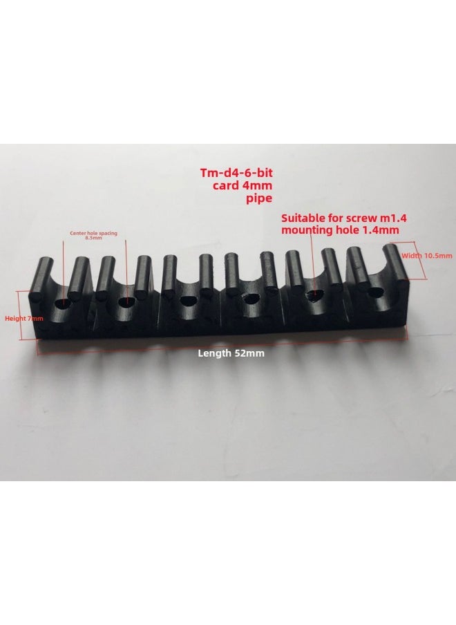U-shaped Buckle 4/6/8/10/12/14/16MMPU Tracheal Clamp Multi-tube Clamp Seat Nylon Fixed Row Groove Pipe Clamp-Specification Model:Black Card 4mm 6 Digits