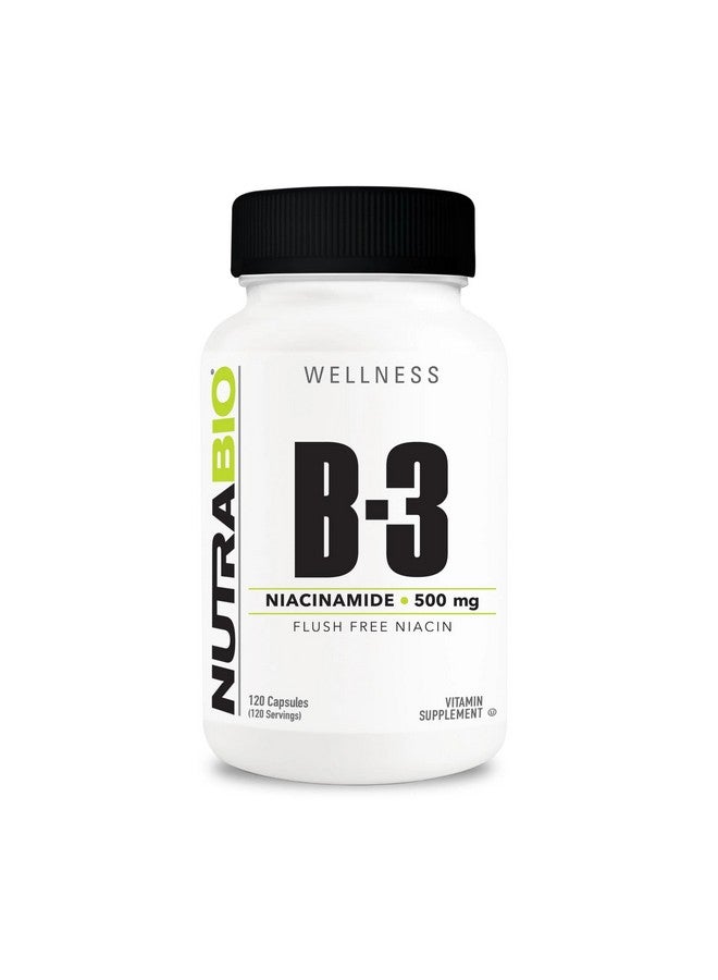 NutraBio Niacinamide Supplement for Normalized Blood Lipids, Better LDL & HDL Levels, Flush Free Vitamin B3, 500mg - 120 Vegetable Capsules - Image 1