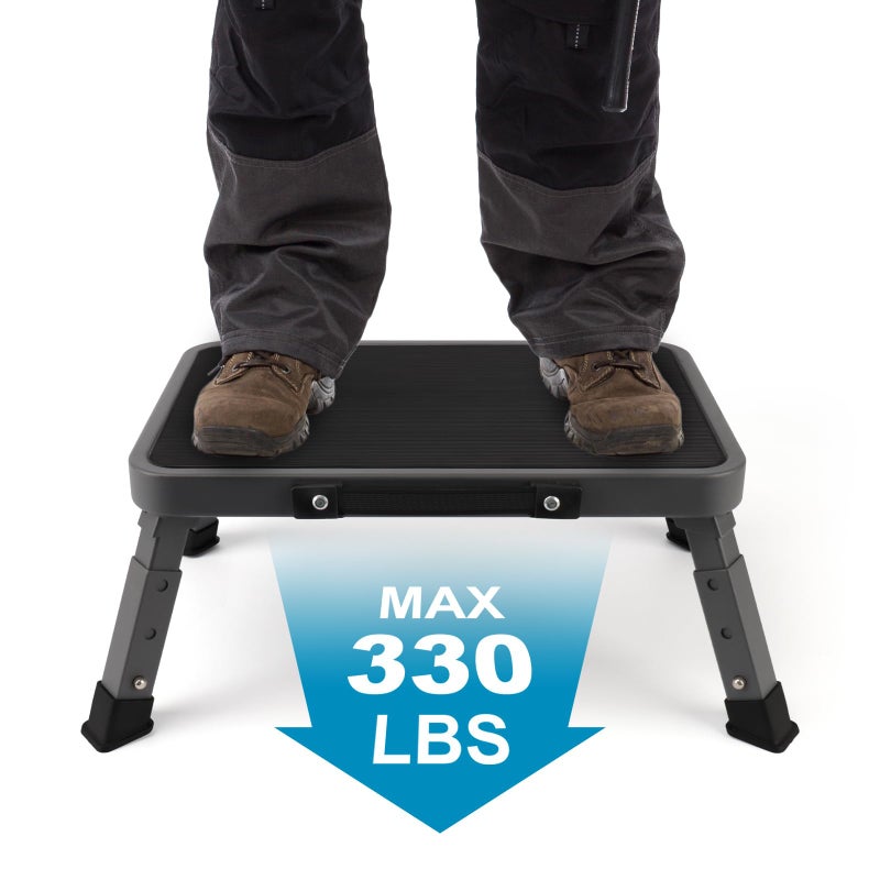 Valeo Folding Step Stool, Adjustable Step Stool with Non-Slip Platform, 330 Lbs Capacity, Step Ladder for Adults or Kids in Kitchen, Bathroom, RV, Camping, Office, Black - Image 2