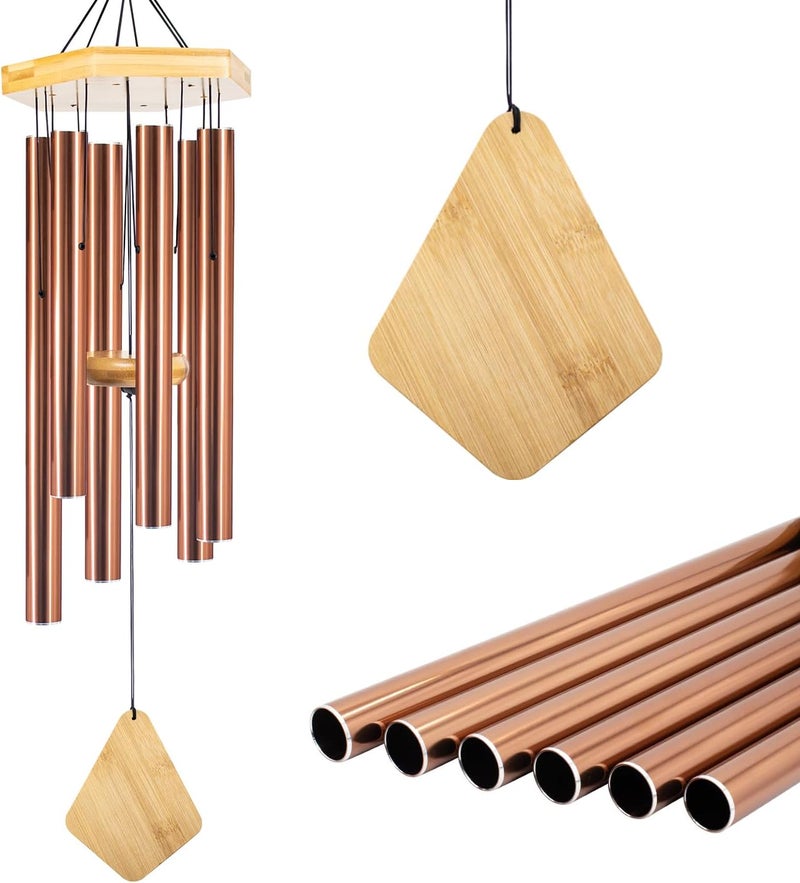 Howarmer Wind Chimes Outdoor Deep Tone, Wind Chime for Outside, Memorial WindChimes with Hook as Gifts for Mother's Day/Housewarming/Christmas, Patio, Garden, Yard, Home Décor, Copper - Image 1
