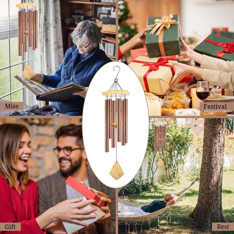 Howarmer Wind Chimes Outdoor Deep Tone, Wind Chime for Outside, Memorial WindChimes with Hook as Gifts for Mother's Day/Housewarming/Christmas, Patio, Garden, Yard, Home Décor, Copper - Image 4