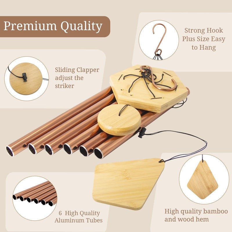 Howarmer Wind Chimes Outdoor Deep Tone, Wind Chime for Outside, Memorial WindChimes with Hook as Gifts for Mother's Day/Housewarming/Christmas, Patio, Garden, Yard, Home Décor, Copper - Image 2