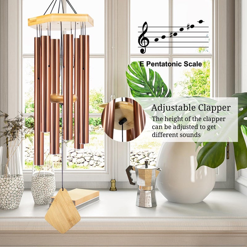 Howarmer Wind Chimes Outdoor Deep Tone, Wind Chime for Outside, Memorial WindChimes with Hook as Gifts for Mother's Day/Housewarming/Christmas, Patio, Garden, Yard, Home Décor, Copper - Image 3