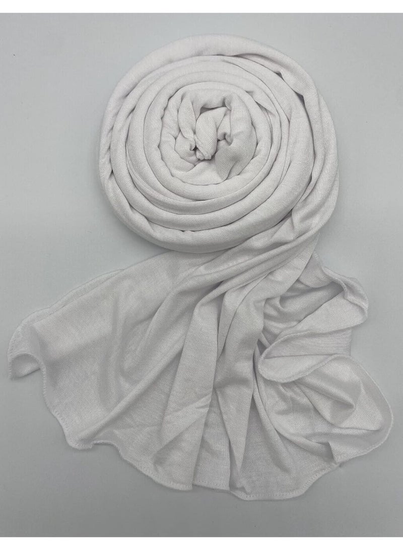 2Pcs White Jersey Hijab Scarf, 70x28 Inch Soft Breathable Silky Smooth Muslim Women Head Wrap for Daily Casual Wear - Image 4