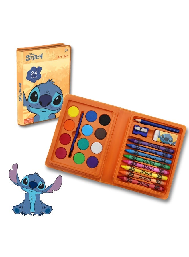Disney Stitch 24 Pcs Art Set | Coloring Activity | Educational & Learning Kit | Ideal For Gifting | Age 3+ - Image 1