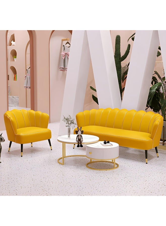 Zayn comforts Modern Faux Leather 3-Seat Sofa With Sloped Arms And Sewn Pillow Back - Image 3