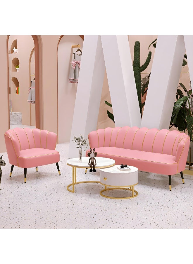 Zayn comforts Modern Faux Leather 3-Seat Sofa With Sloped Arms And Sewn Pillow Back - Image 2