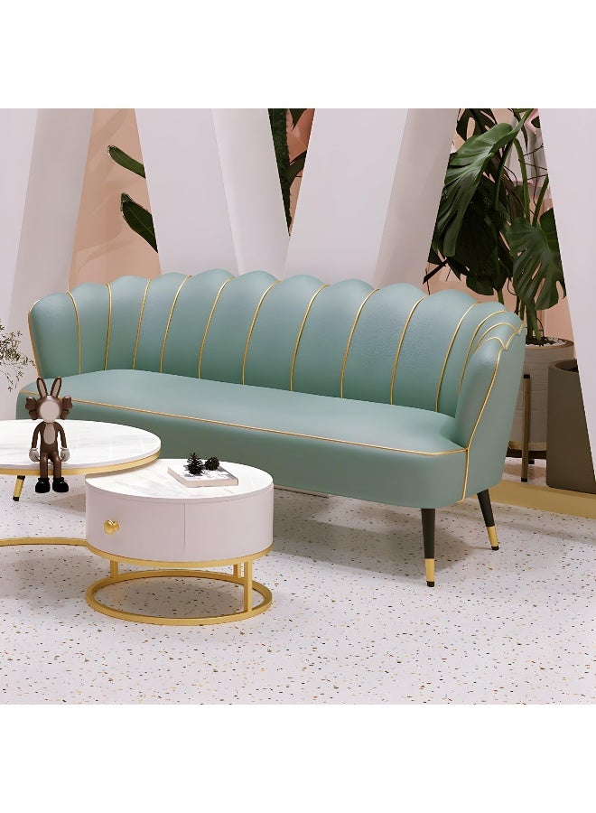 Zayn comforts Modern Faux Leather 3-Seat Sofa With Sloped Arms And Sewn Pillow Back - Image 1