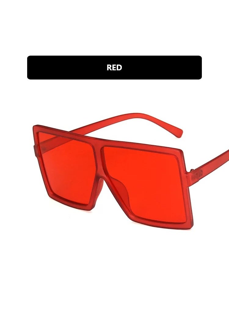 1 x 5 pcs Vintage Oversized Sunglasses 2020 Trendy Streetwear Sand red frame red slice