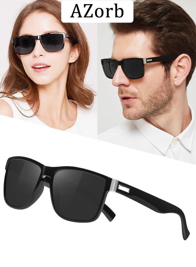 AZorb Men's Polarized Sunglasses for Men Women Square Lens Retro Sun Glassess UV Protection Eye Glasses Accessories Classic Design for Sports Driving Cycling Fishing Traveling Black - Image 1