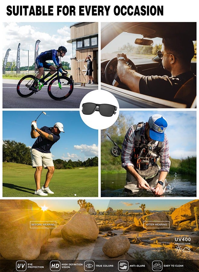 AZorb Men's Polarized Sunglasses for Men Women Square Lens Retro Sun Glassess UV Protection Eye Glasses Accessories Classic Design for Sports Driving Cycling Fishing Traveling Black - Image 5