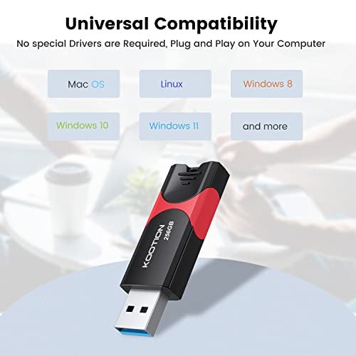 Kootion 256 GB USB 3.0 Flash Drive KOOTION Flash Drive 3.0 Thumb Drive Retractable 256G Memory Stick USB Drive Jump Drive Rugged with LED Indicator for Data Storage and Transfer - Image 5